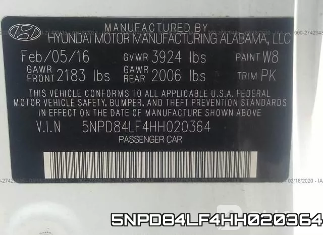 5NPD84LF4HH020364 фото 6