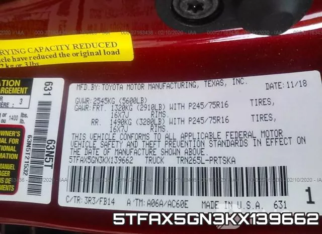 5TFAX5GN3KX139662 фото 8