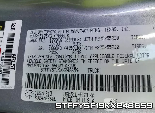 5TFFY5F19KX248659 фото 7