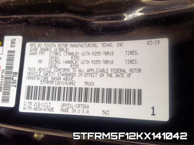 5TFRM5F12KX141042 фото 2