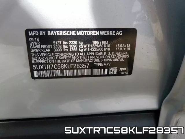 5UXTR7C58KLF28357 фото 2