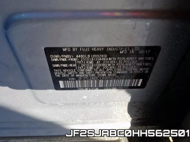 JF2SJABC0HH562501 фото 2