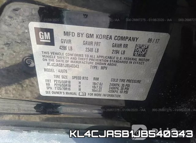 KL4CJASB1JB540343 фото 7