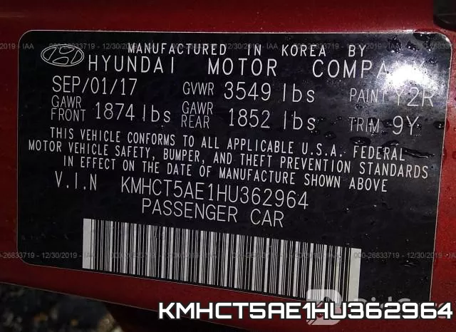 KMHCT5AE1HU362964 фото 6