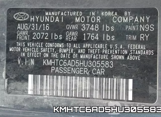 KMHTC6AD5HU305583 фото 8