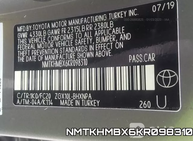 NMTKHMBX6KR098310 фото 7