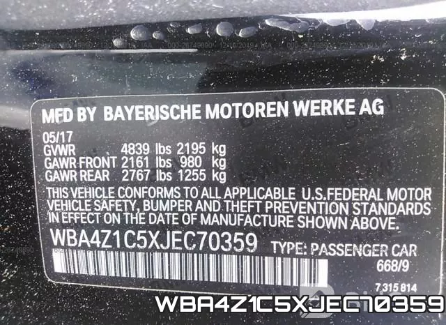 WBA4Z1C5XJEC70359 фото 7