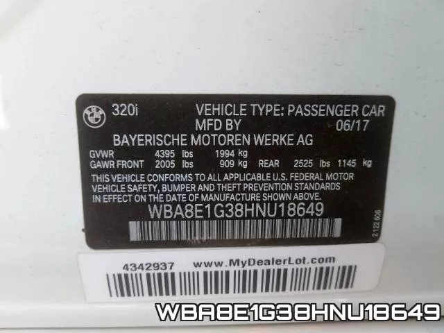 WBA8E1G38HNU18649 фото 2