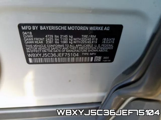 WBXYJ5C36JEF75104 фото 2