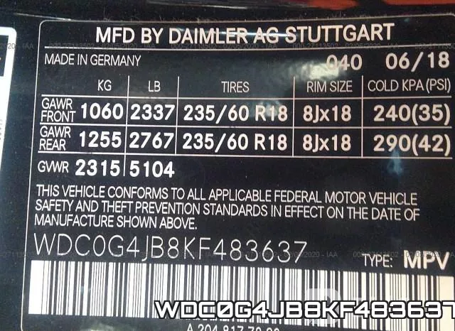 WDC0G4JB8KF483637 фото 6