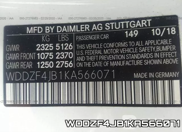WDDZF4JB1KA566071 фото 4