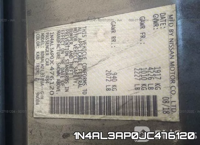 1N4AL3AP0JC476120 фото 8