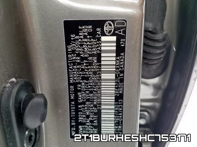 2T1BURHE5HC753171 фото 2
