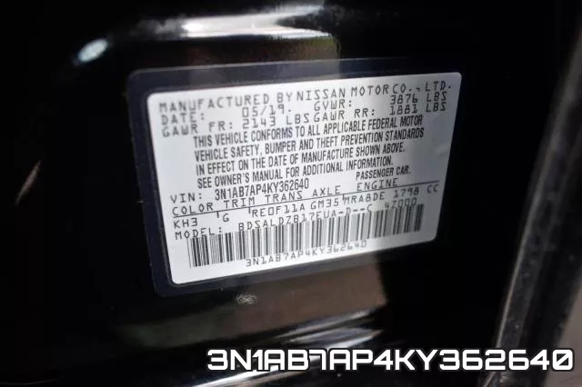 3N1AB7AP4KY362640 фото 2