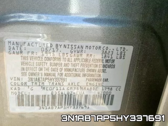 3N1AB7AP5HY337691 фото 2
