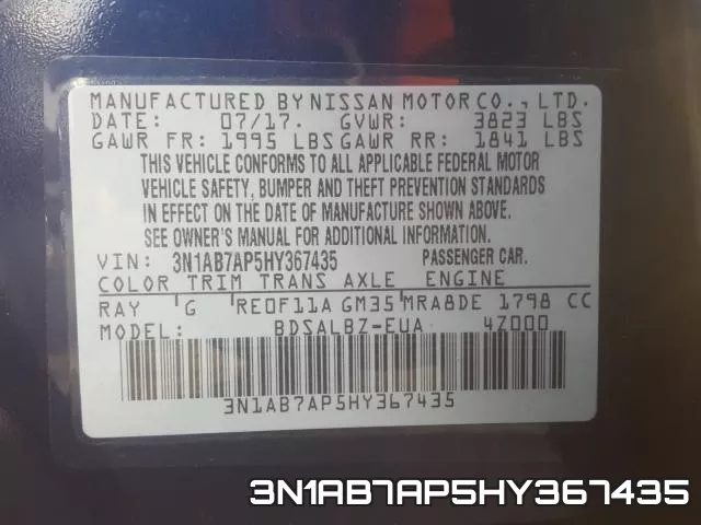 3N1AB7AP5HY367435 фото 2