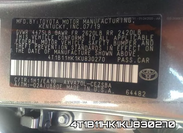 4T1B11HK1KU830270 фото 6