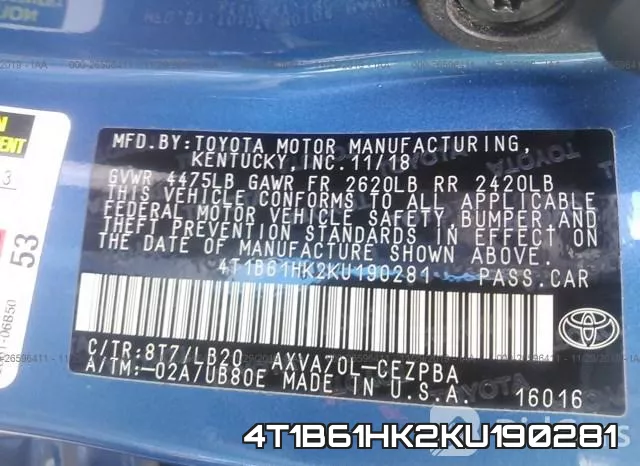 4T1B61HK2KU190281 фото 5