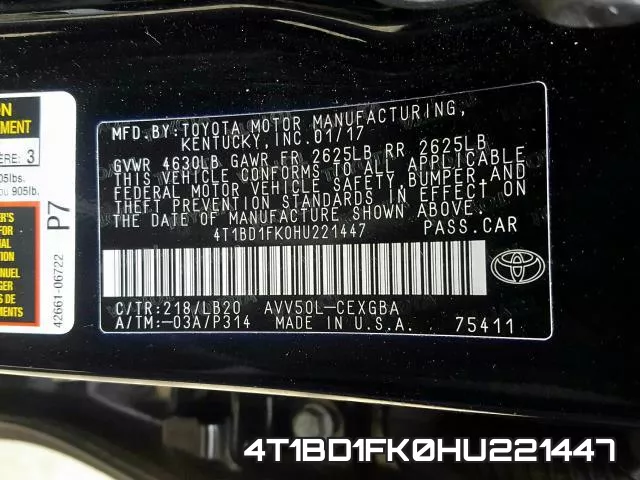 4T1BD1FK0HU221447 фото 2