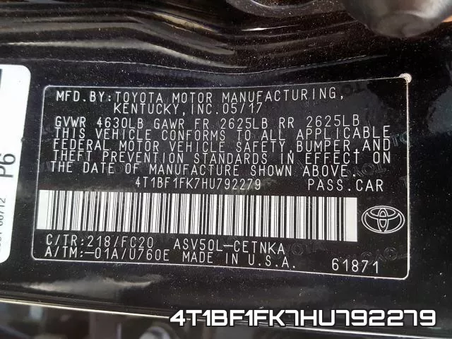 4T1BF1FK7HU792279 фото 2