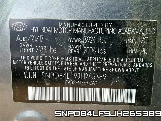 5NPD84LF9JH265389 фото 2