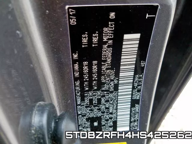 5TDBZRFH4HS425262 фото 2