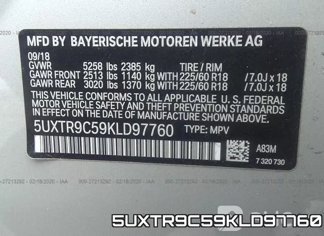 5UXTR9C59KLD97760 фото 5