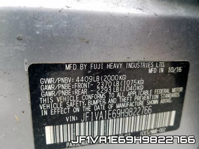 JF1VA1E69H9822766 фото 2