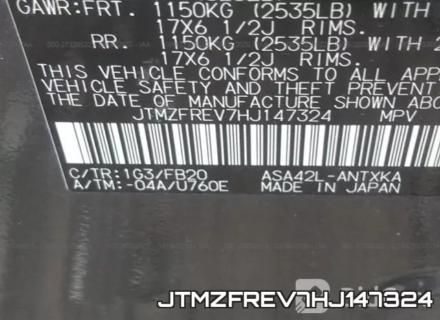 JTMZFREV7HJ147324 фото 6