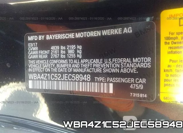 WBA4Z1C52JEC58948 фото 6
