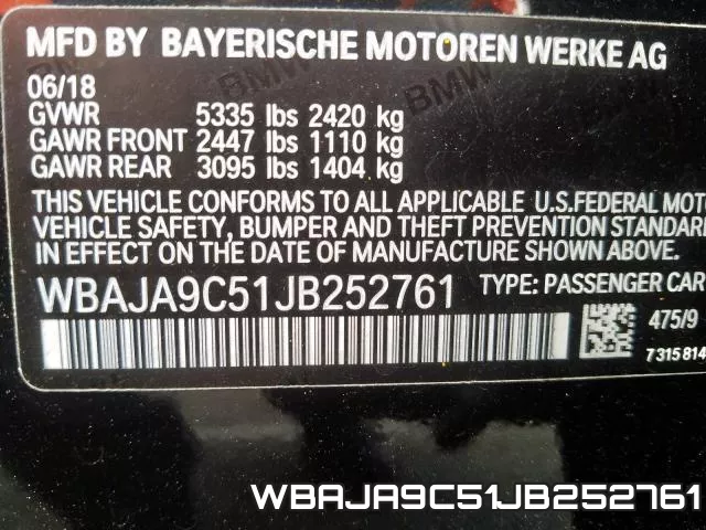 WBAJA9C51JB252761 фото 2