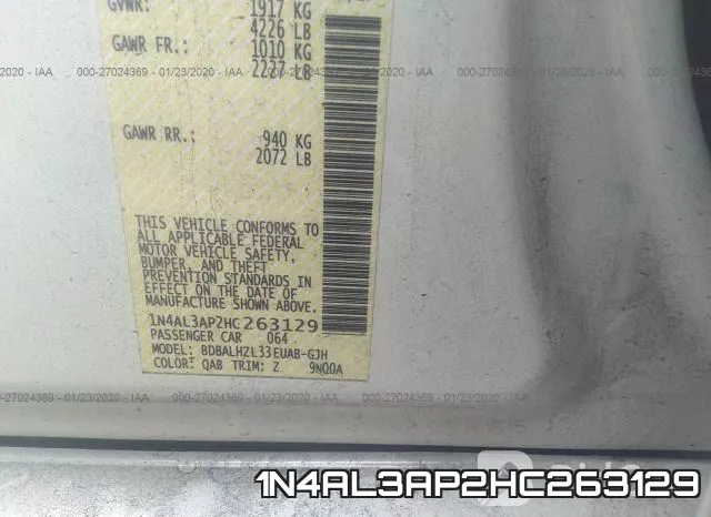 1N4AL3AP2HC263129 фото 7