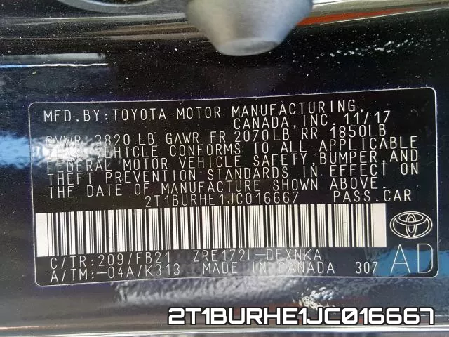 2T1BURHE1JC016667 фото 2