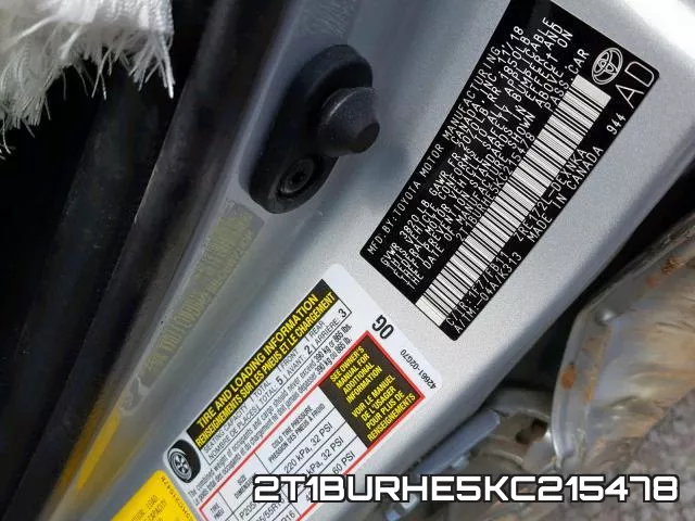 2T1BURHE5KC215478 фото 2
