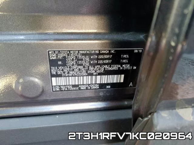 2T3H1RFV7KC020964 фото 2