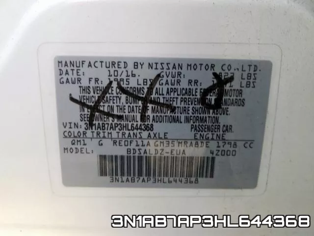 3N1AB7AP3HL644368 фото 2
