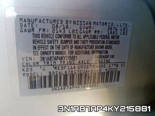 3N1AB7AP4KY215881 фото 2