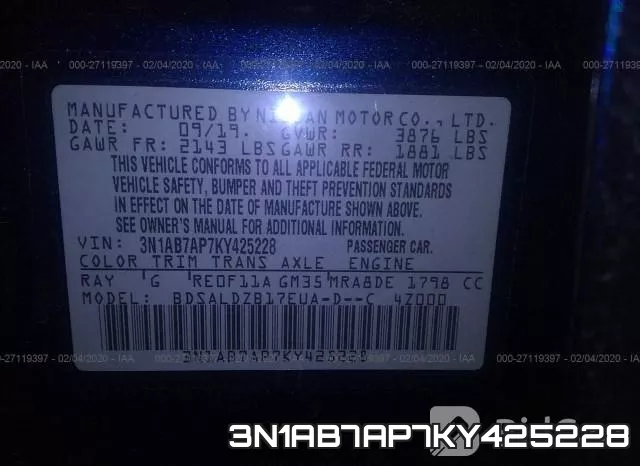3N1AB7AP7KY425228 фото 4