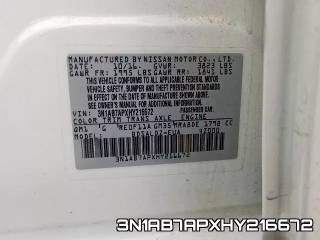 3N1AB7APXHY216672 фото 2