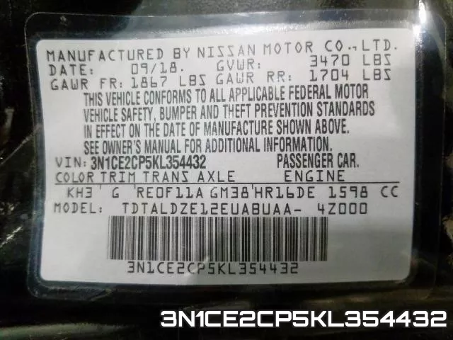 3N1CE2CP5KL354432 фото 2