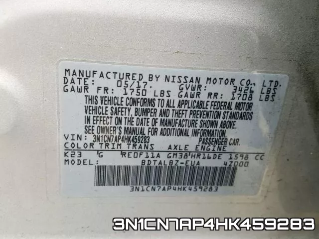 3N1CN7AP4HK459283 фото 2