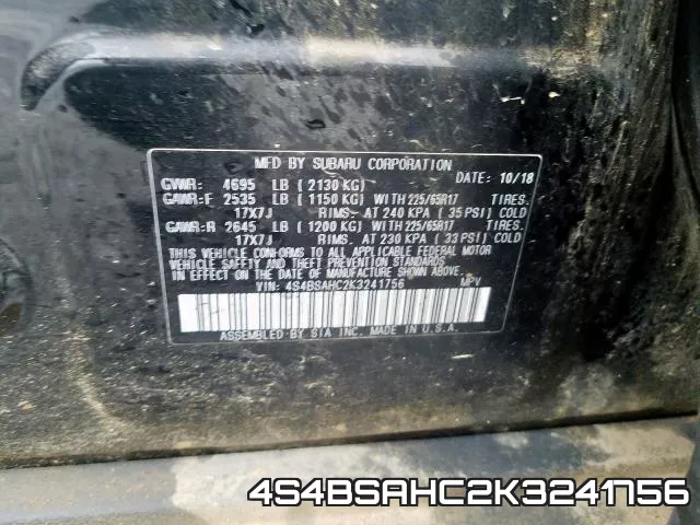 4S4BSAHC2K3241756 фото 2