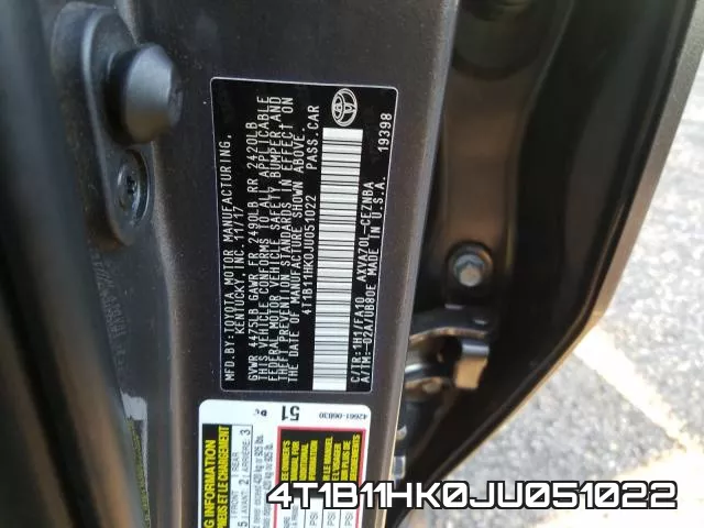 4T1B11HK0JU051022 фото 2