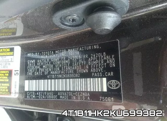 4T1B11HK2KU699382 фото 8