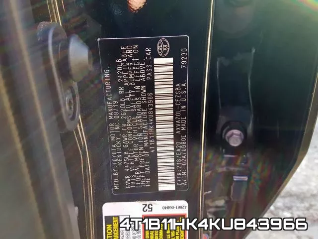 4T1B11HK4KU843966 фото 2