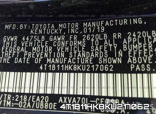 4T1B11HK8KU217062 фото 7