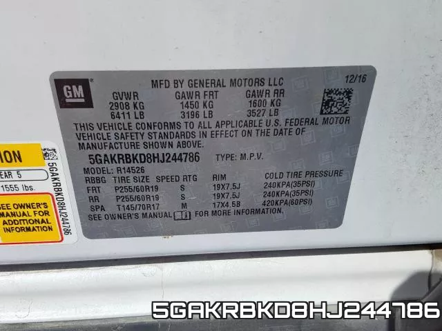 5GAKRBKD8HJ244786 фото 2