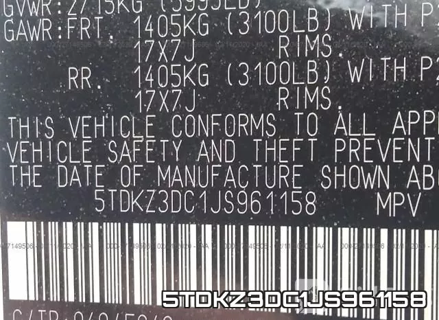 5TDKZ3DC1JS961158 фото 8