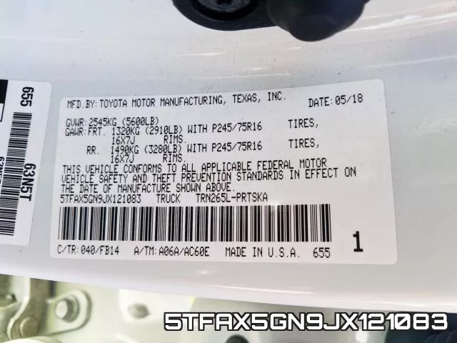 5TFAX5GN9JX121083 фото 2