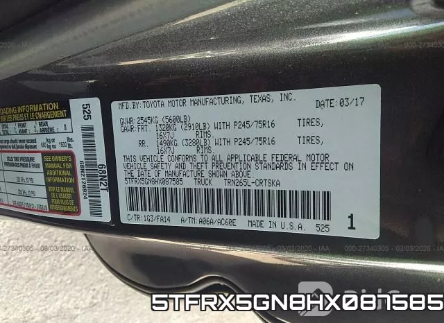 5TFRX5GN8HX087585 фото 6